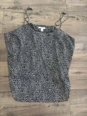 Nine West Black & White Leopard-Print Spaghetti Strap Cami